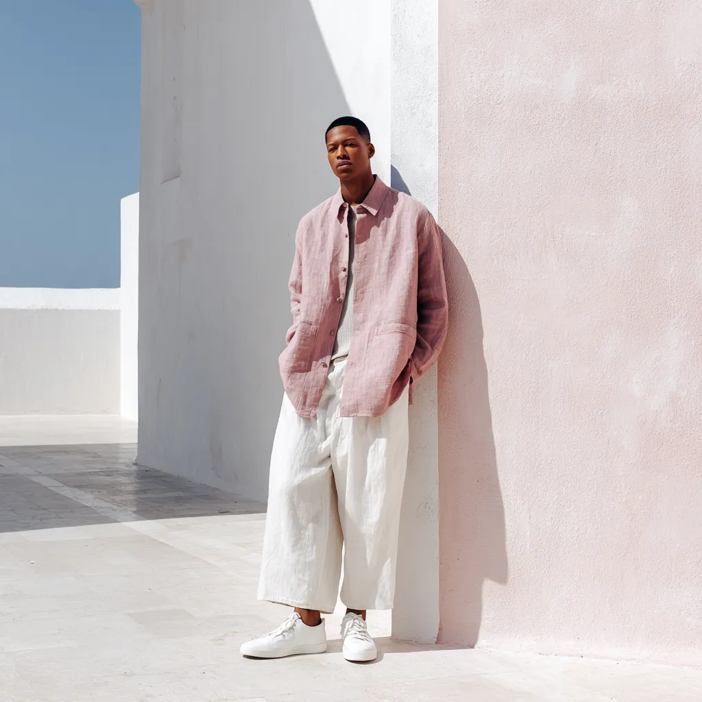 oversized linen overshirt pastel men spring street look