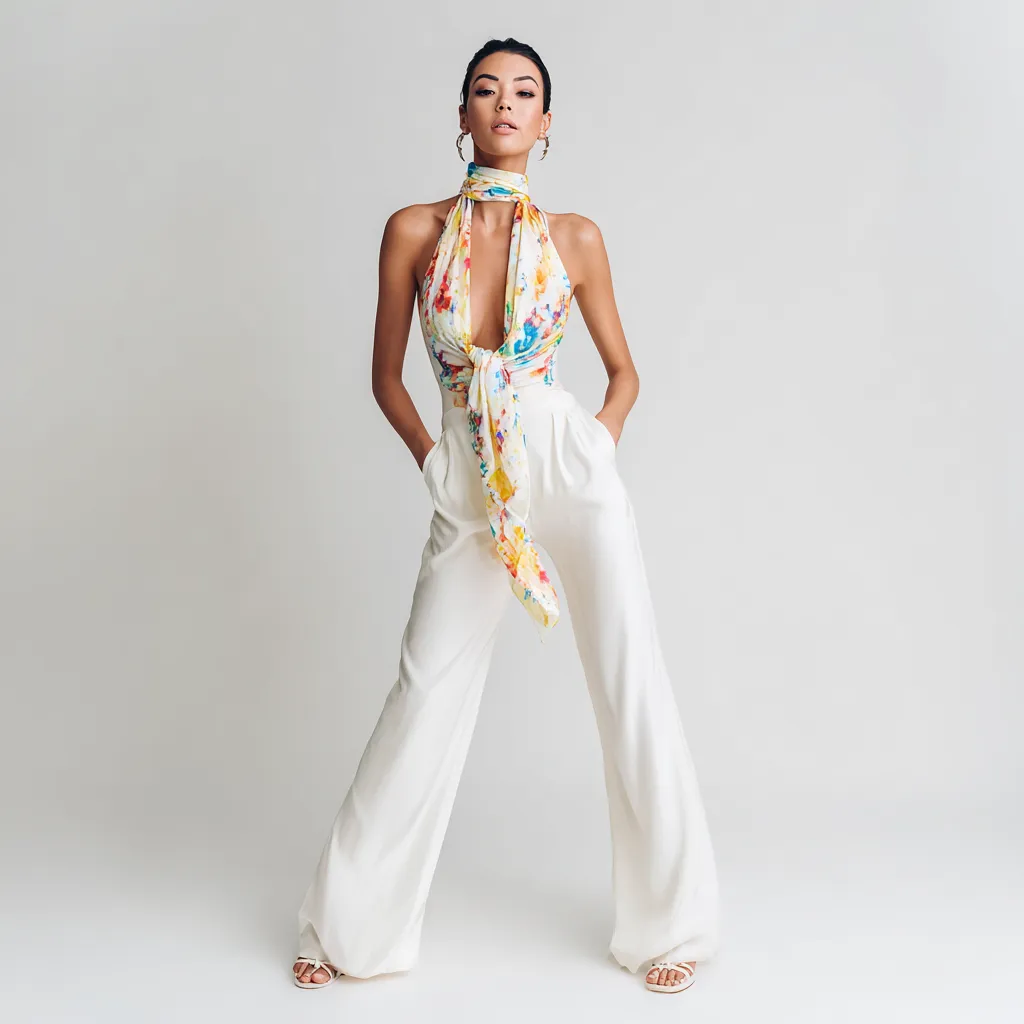 silk scarf halter styling spring fashion editorial