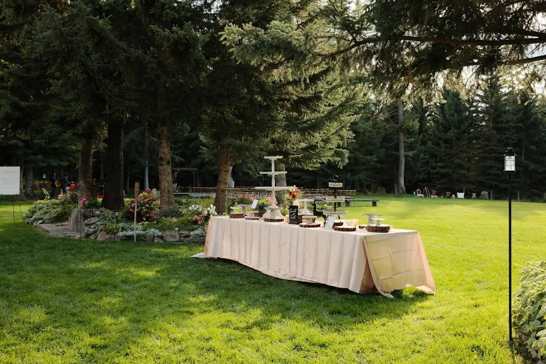 Expansive wedding venue with multiple dining tables for large guest list