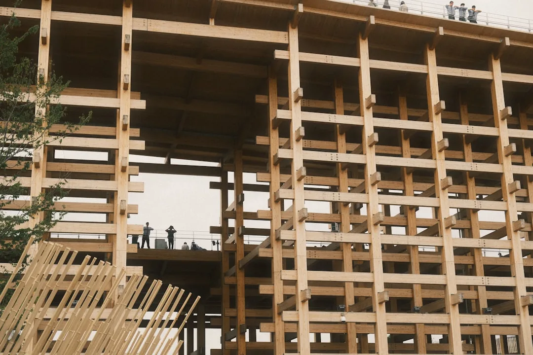 Cross laminated timber panels installed in mid-rise residential building frame