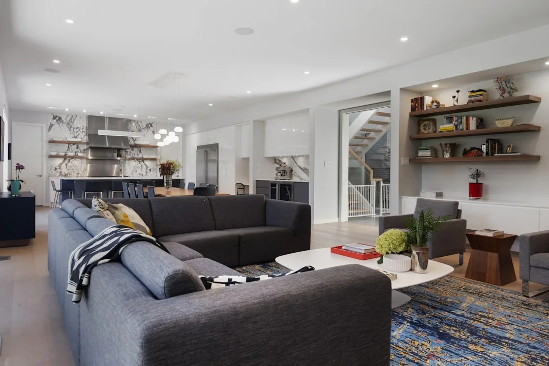 Open floor plan renovation with wide doorways and natural light