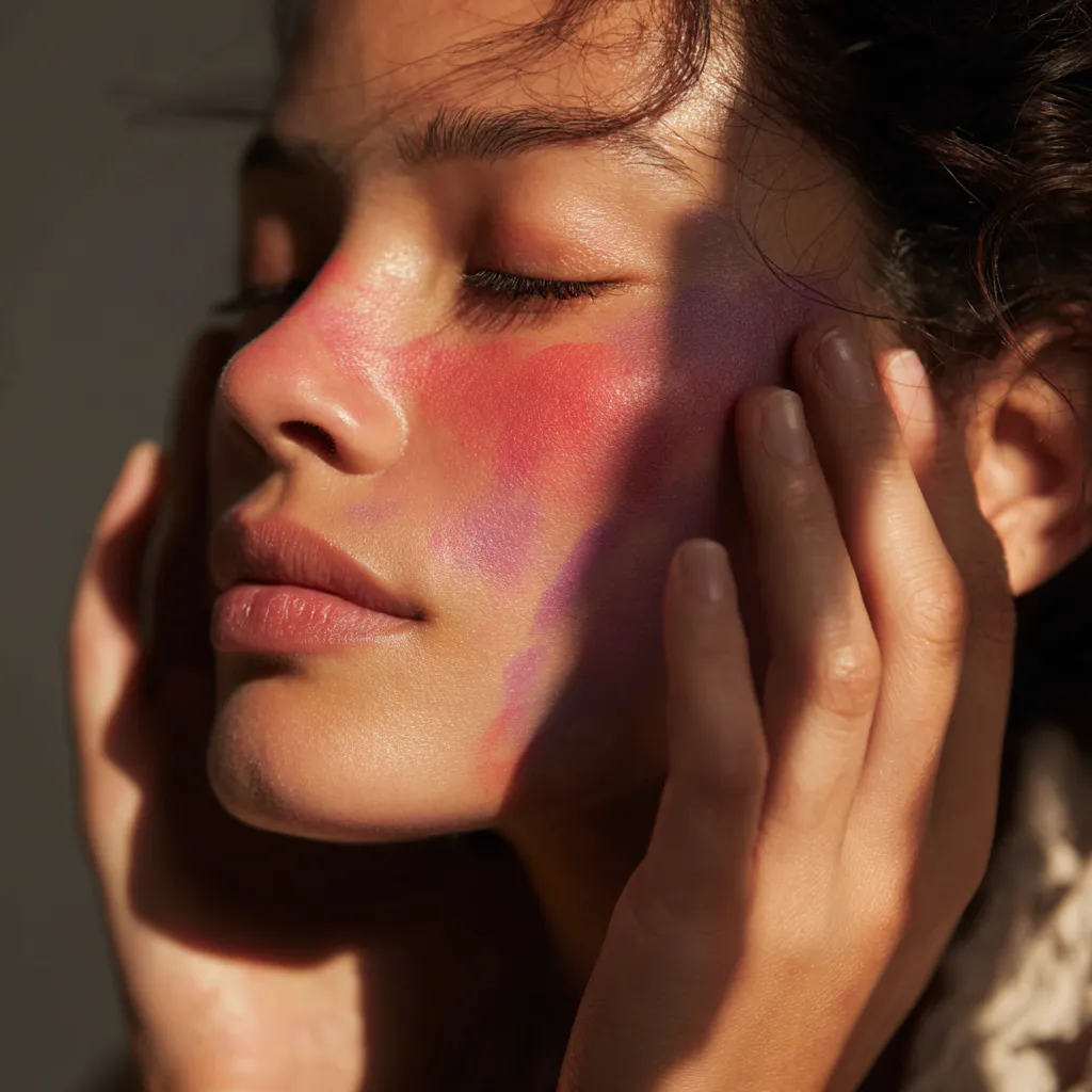 applying watercolor blush with fingertips technique