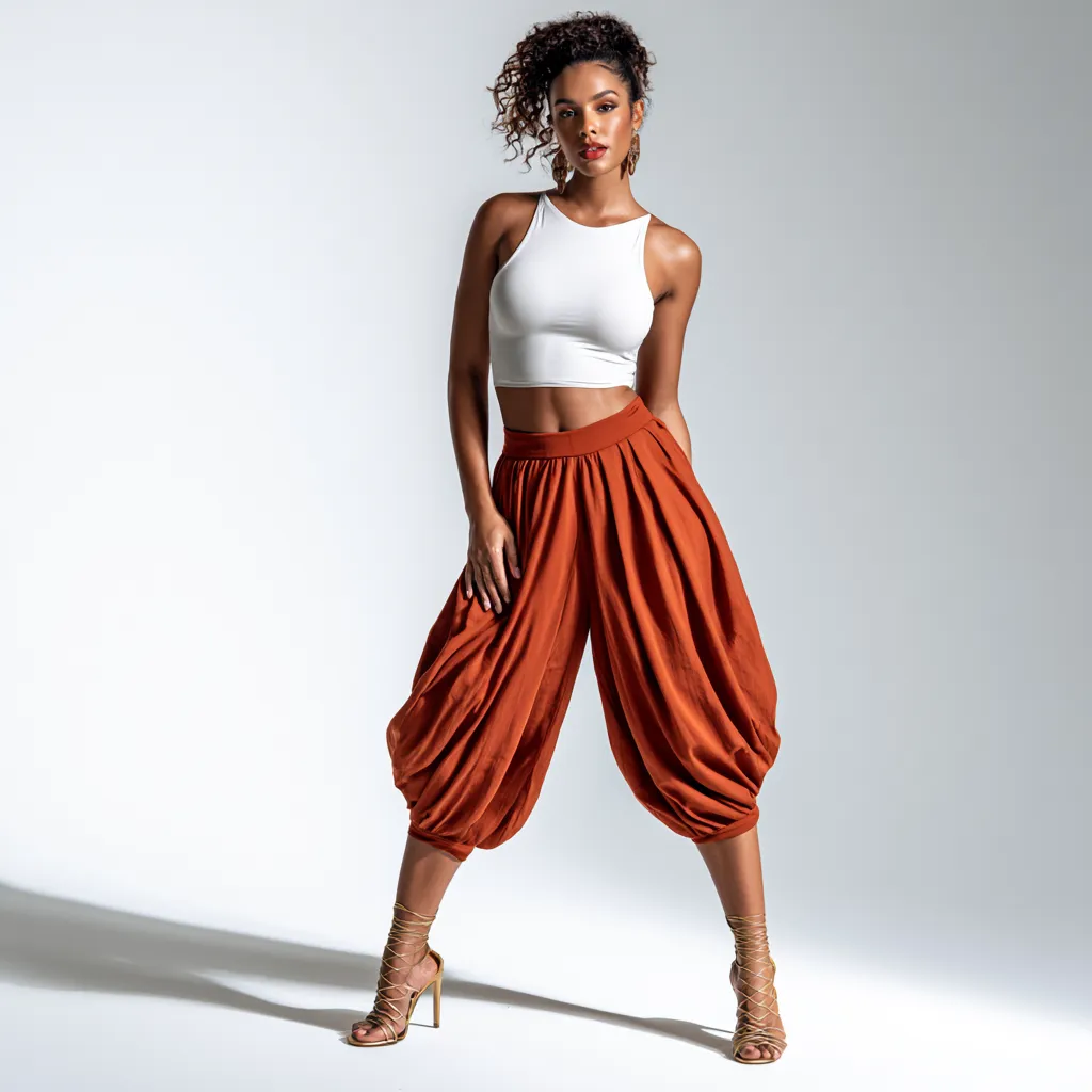 Harem pants strappy sandals summer styling editorial