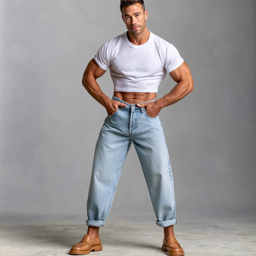 barrel fit denim men white tee loafers spring 2026