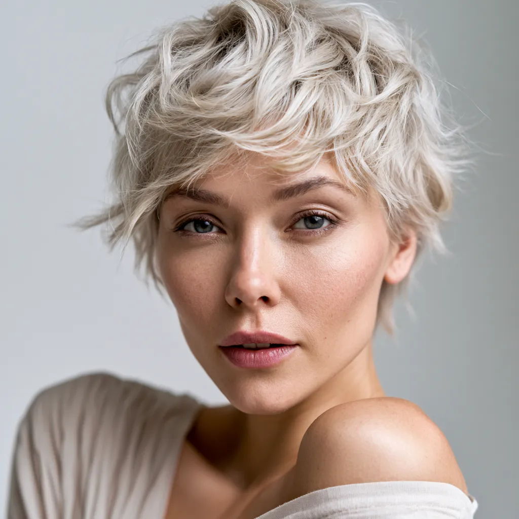 short bob pixie hybrid blonde layers visible movement