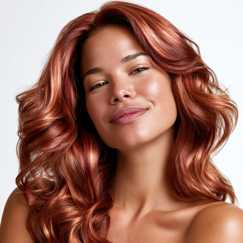 Strawberry copper hand-painted highlights on light base