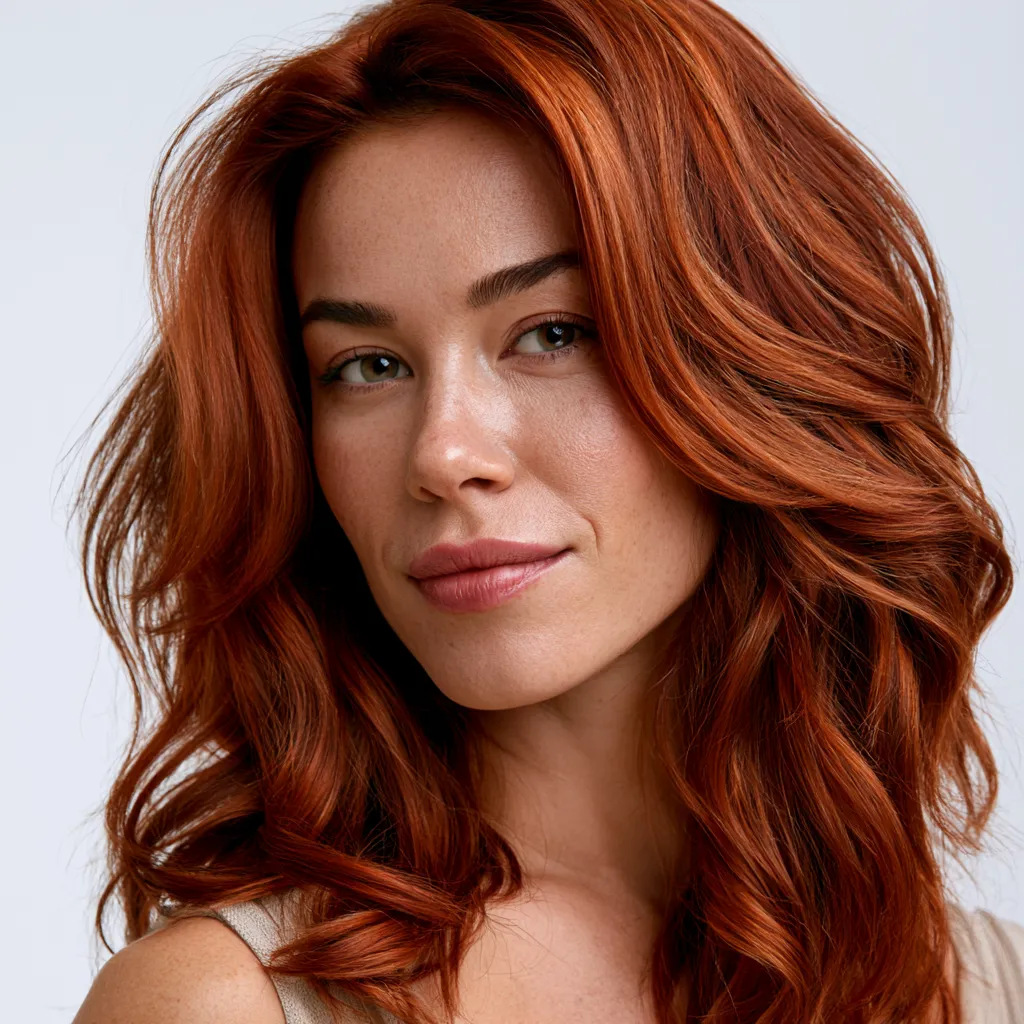 Brown-based copper hair color replacing orange-gold tones