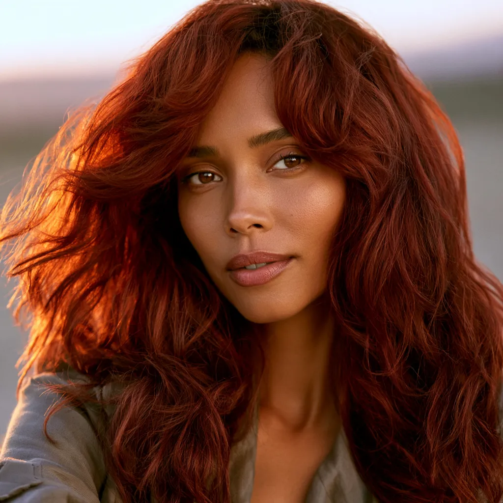 Burnt sienna copper hair dimension natural outdoor light