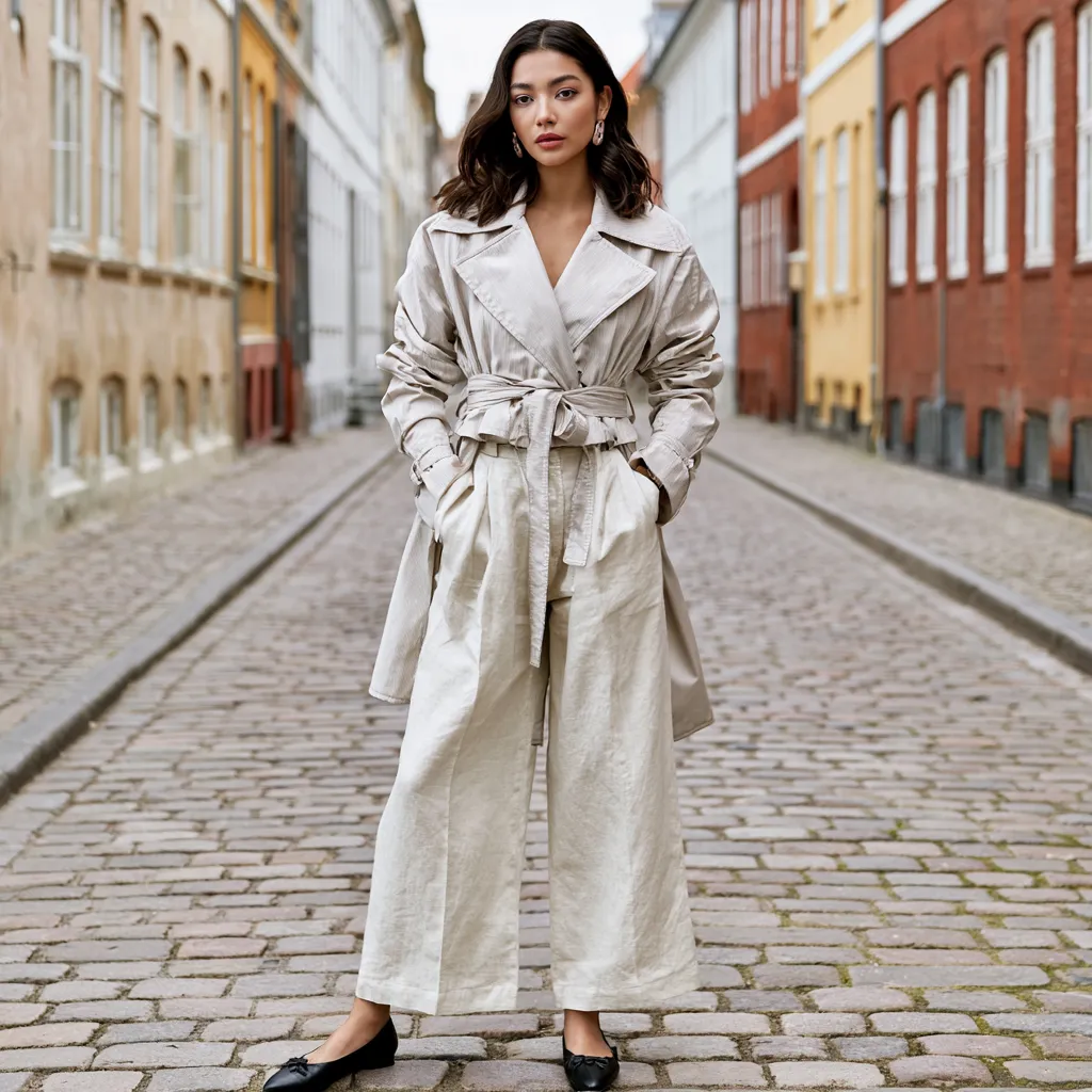 cropped belted trench coat spring European street look