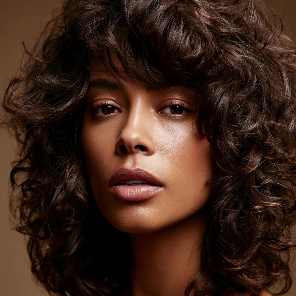 curly shag layers lifting 3B curl pattern from roots