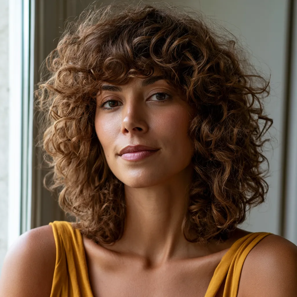 shoulder length curly shag showing 3B ringlet layers