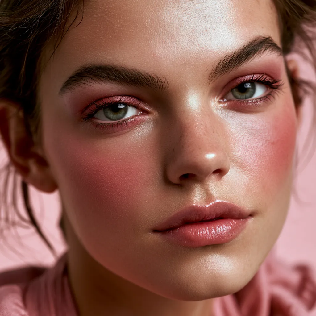 monochromatic pink flush look on warm skin tone