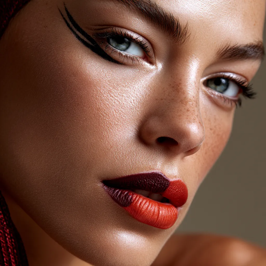 Graphic liner placed on cheekbone editorial beauty look