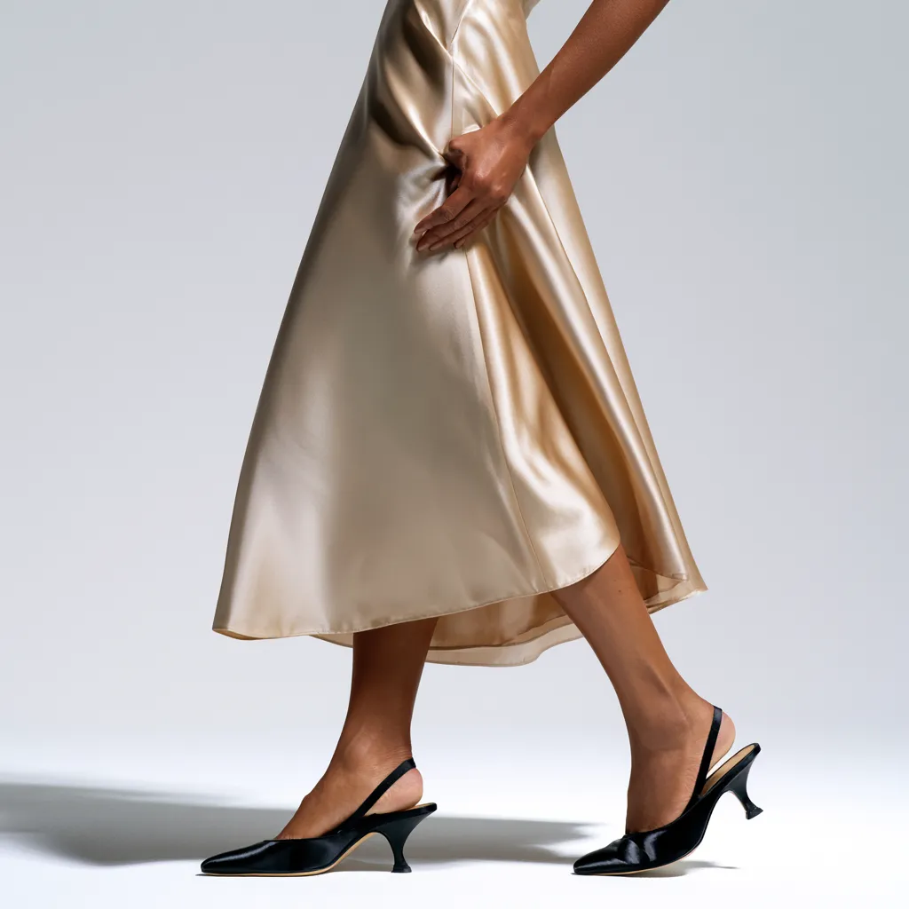 Jennifer Lawrence satin kitten heel ankle skirt inspired