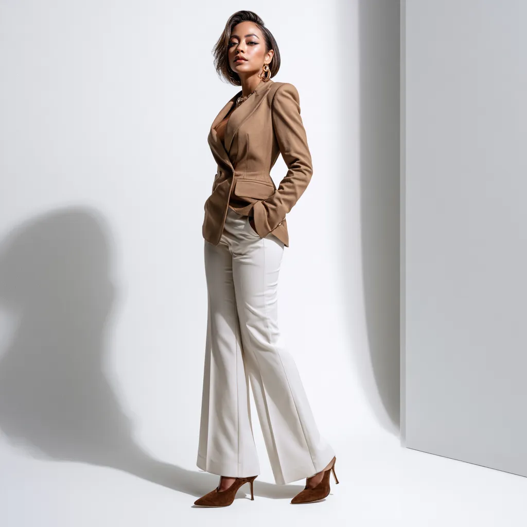 croc-effect kitten heels straight-leg pants workwear