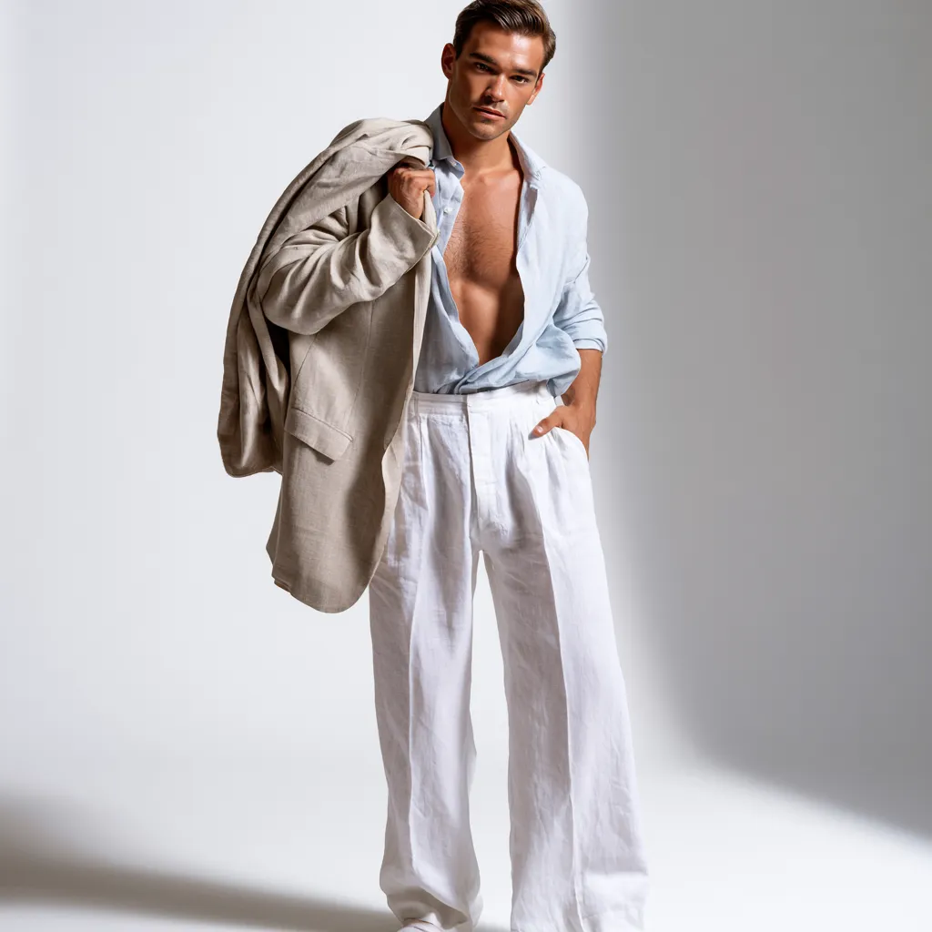 Men summer 2026 linen trousers casual luxury look
