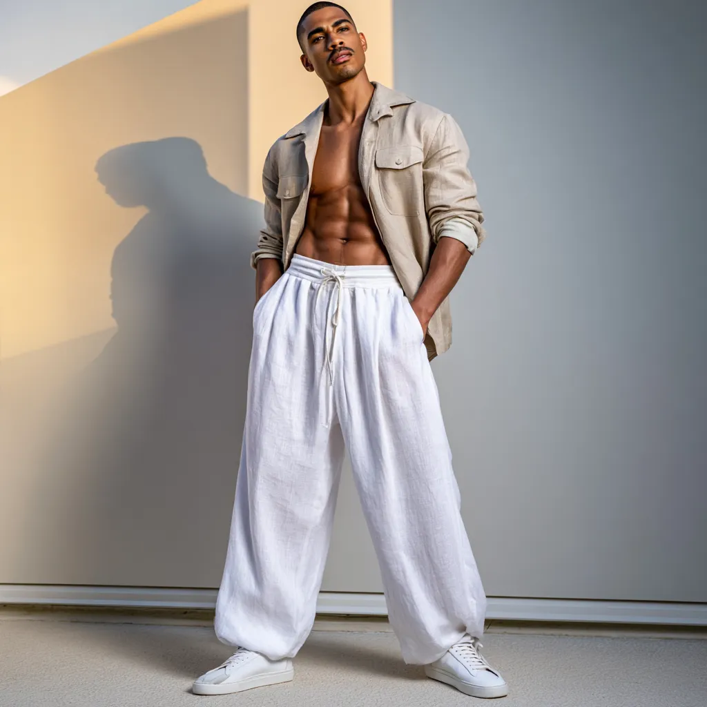 Relaxed linen trouser look garden wedding guest style