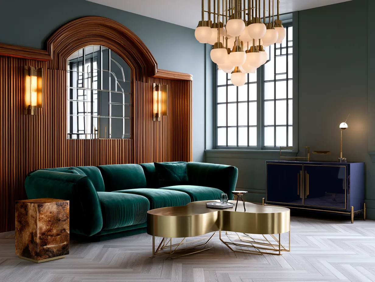 High gloss lacquered sideboard with brass pulls