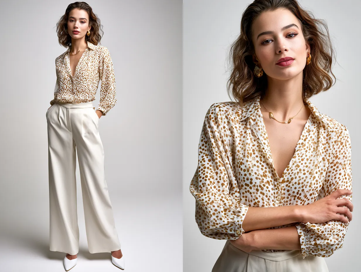Spring 2026 polka dot outfit casual editorial look