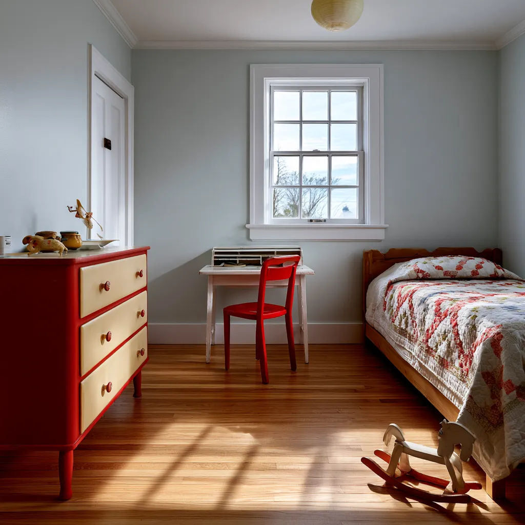 upcycled painted dresser in nostalgic children's room