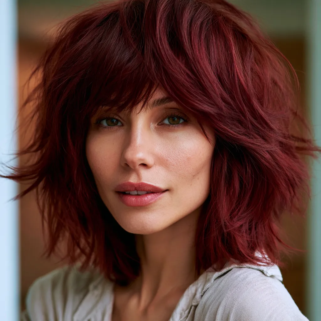 Layered bob air-dried finish no heat styling