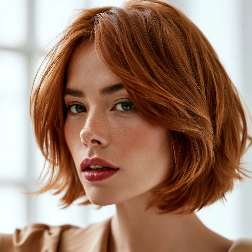 Textured bob with flipped ends editorial style