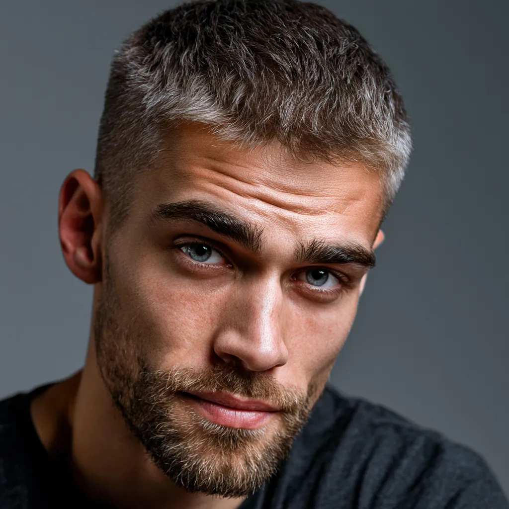 textured crop haircut men with mid fade