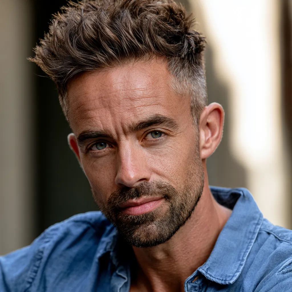 men choppy crop clean fade side profile