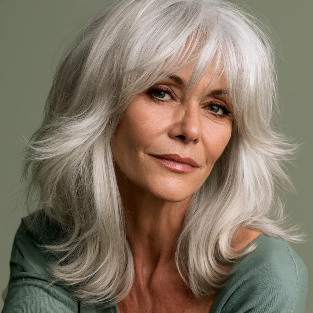 70s feathered shag updated cut for women over 60