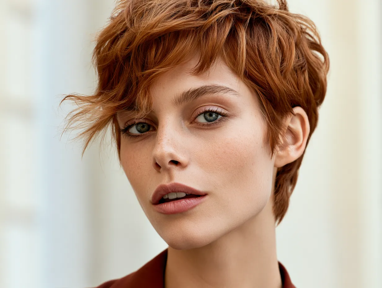 Trixie cut auburn hair close-cut sides spring 2026