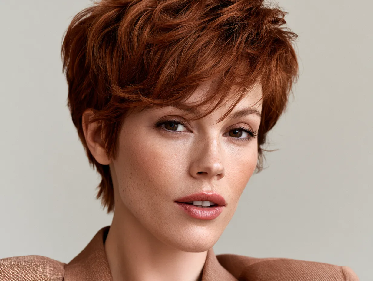 Pixie bixie hybrid short hair wispy fringe editorial