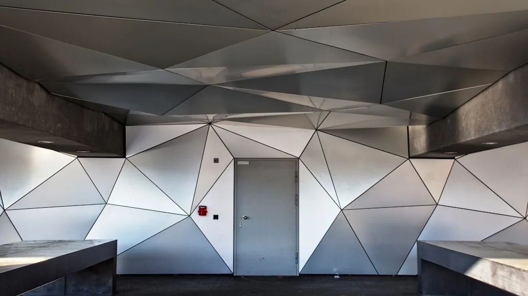 Modern interior with recycled aluminum cladding and accent panels