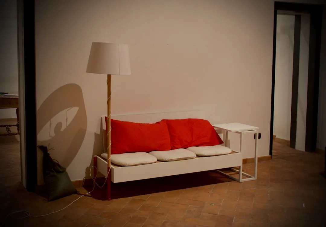 Modern terracotta interior design accent wall with natural lighting