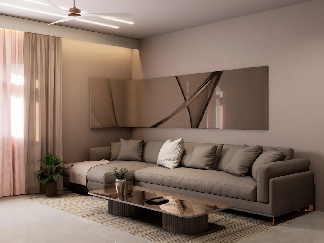 RoomGPT AI interior design interface showing 3D bedroom rendering