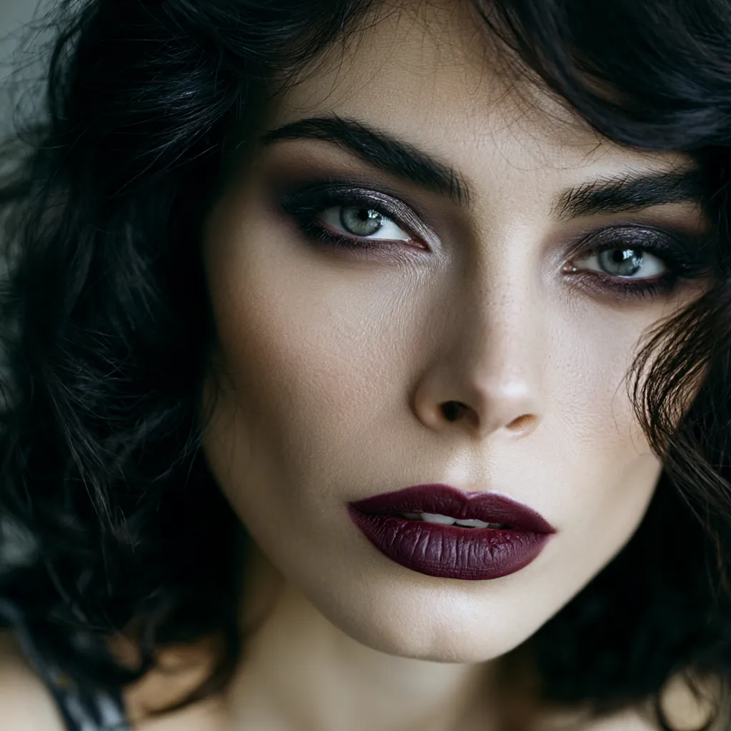 Dark jewel-tone eyeshadow outer corner smudge beauty shot