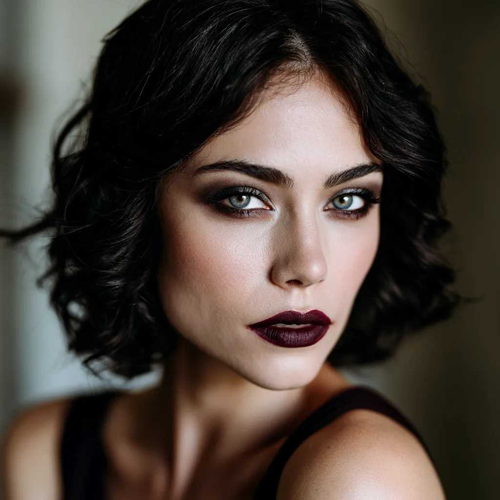 Smudged kohl smoky eye dark romantic makeup look