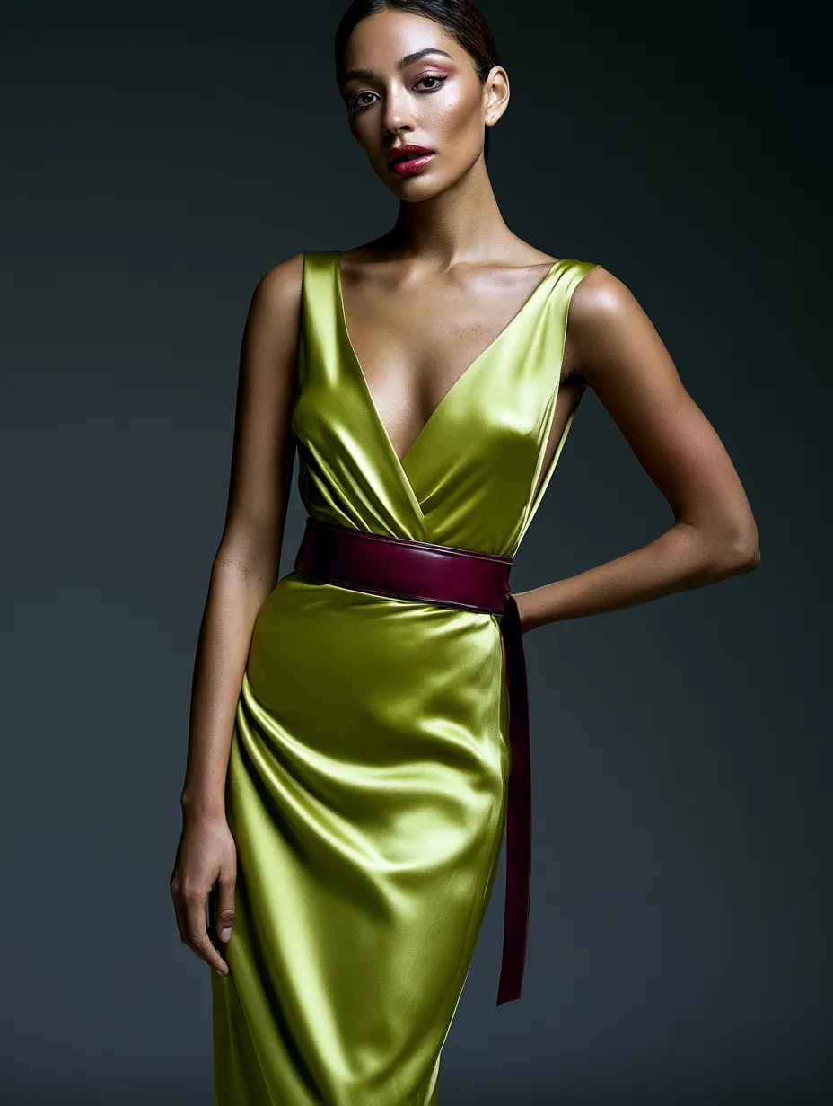Wasabi green and burgundy color pairing runway inspired