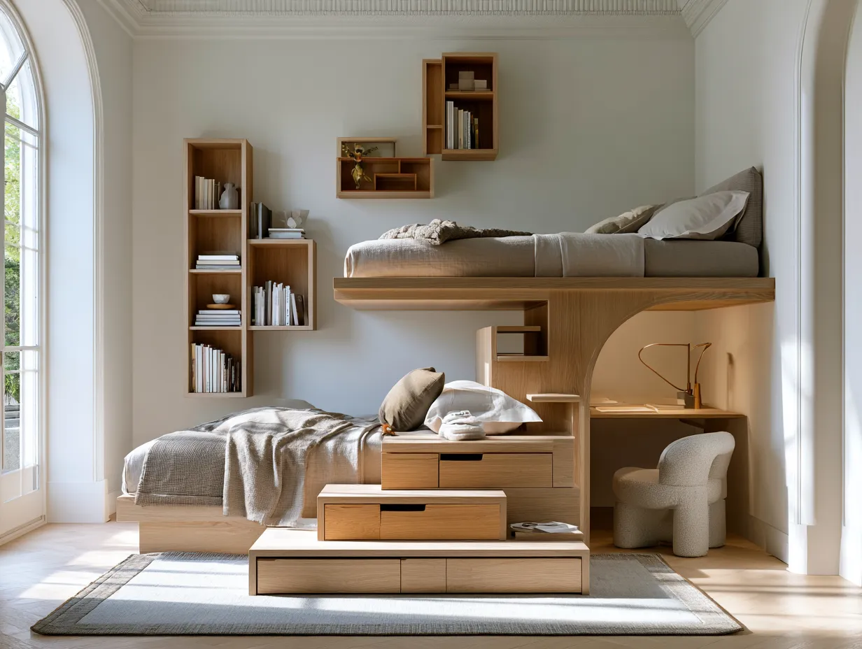 grow with child bunk bed in neutral kids room