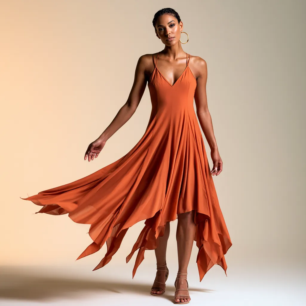 triangular panel hem dress warm fabric summer editorial