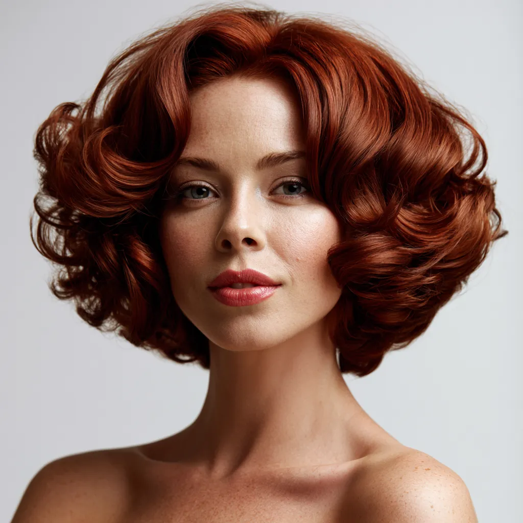 de-Marilyn bob blowout with rounded bouncy copper layers