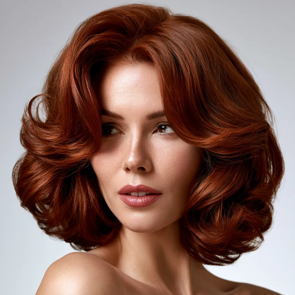 structured volume blowout haircut on medium length hair