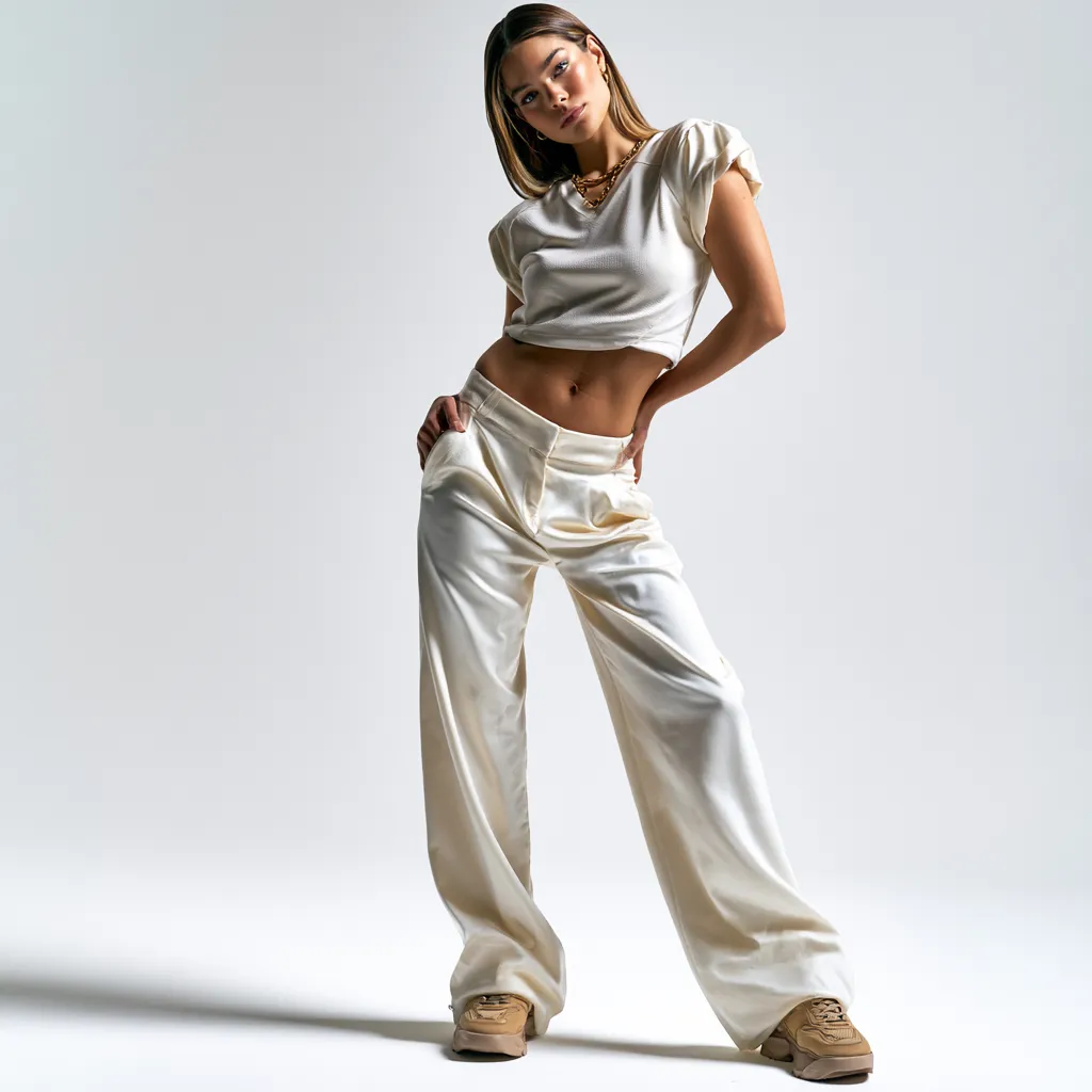 Woman in fitted team jersey with neutral sneakers standing pose