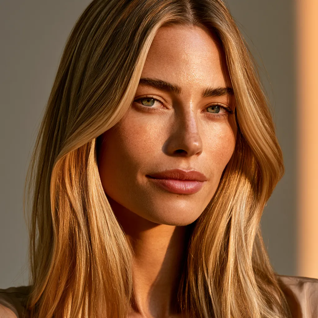 Honey blonde color protected with leave-in UV spray