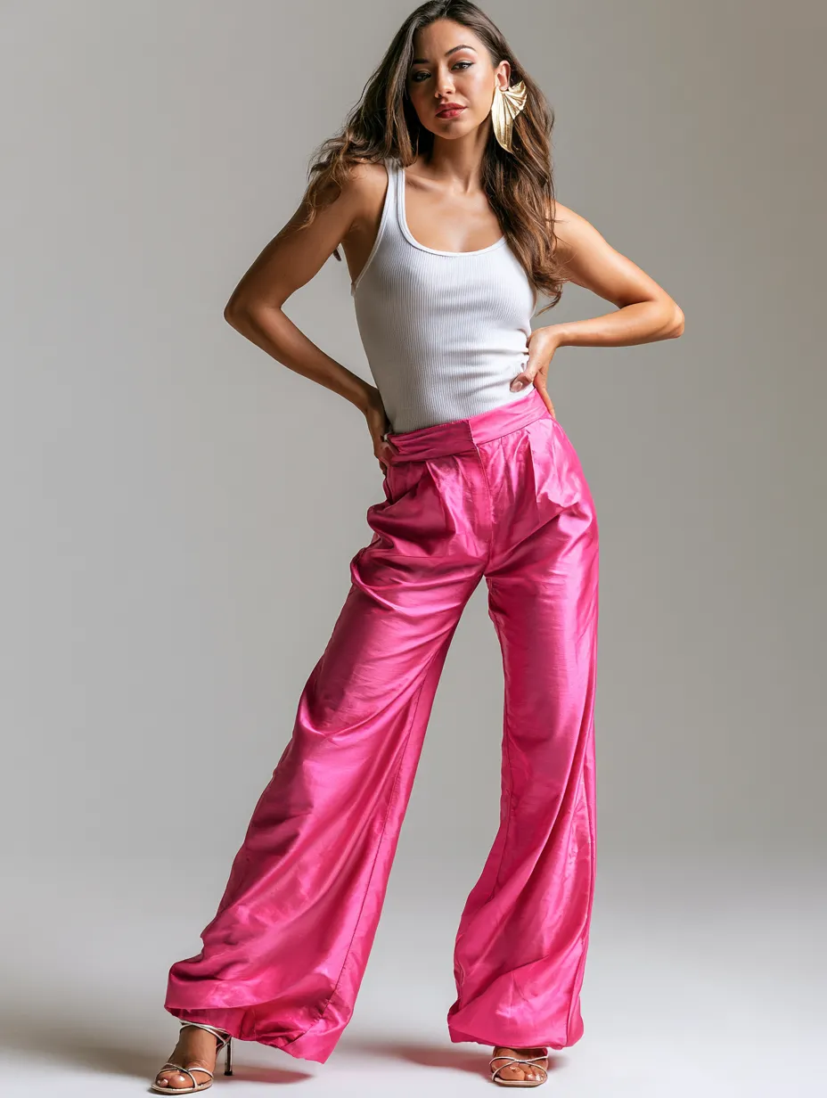 silk taffeta pants evening outfit minimal accessories look