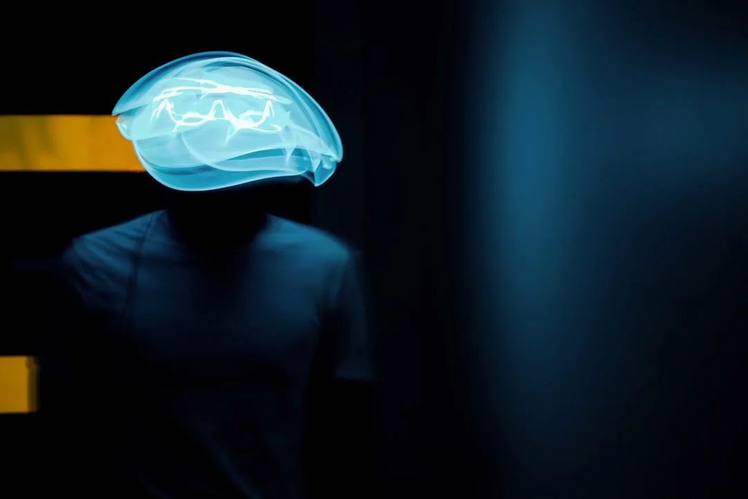 Neural interface headband controlling smart home devices wirelessly in minimalist living room detail 4