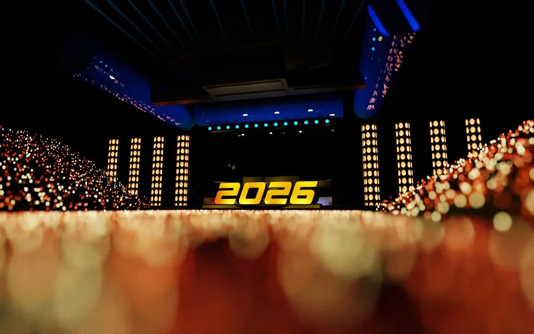 Modern virtual event venue interface showing multiple guest avatars detail 1