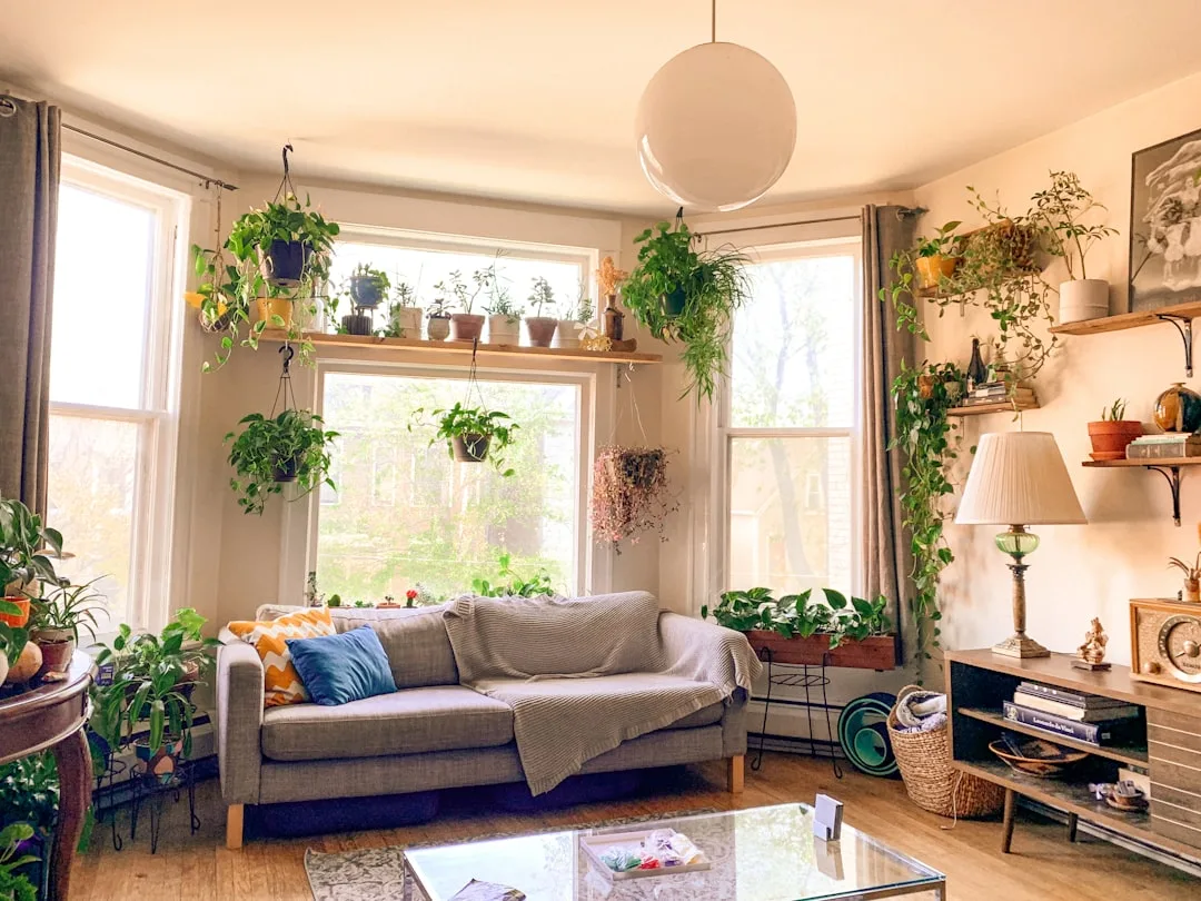 Biophilic lighting design with warm LED fixtures mimicking sunlight in modern home