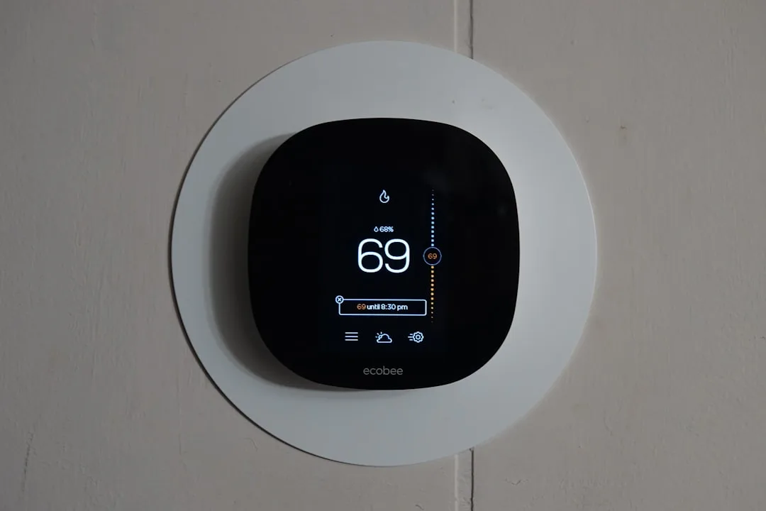 Ecobee SmartThermostat with Voice Control showing room-by-room temperature zones