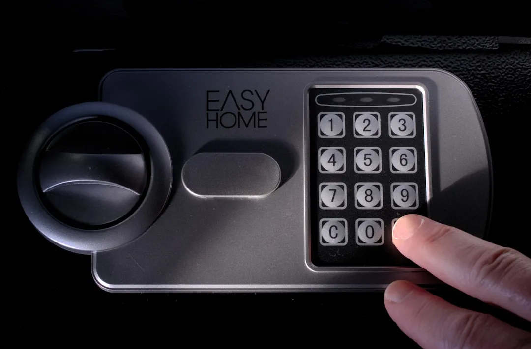 Modern biometric smart home lock with fingerprint and facial recognition sensors detail 4