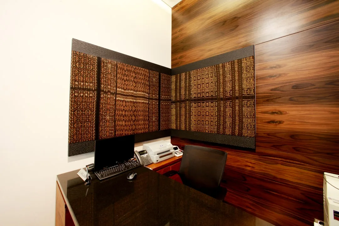 Minimalist acoustic wall panels installed in contemporary living room interior detail 4